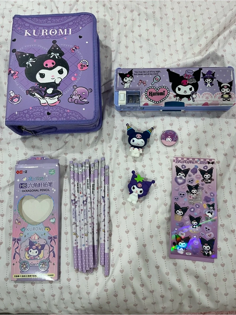 SANRIO KUROMI BUNDLE - Purple Stationery Set with Figurines